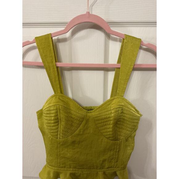 Band of the Free Lime Green Ruffled Bodice Crop Top, sz S - Picture 3 of 6